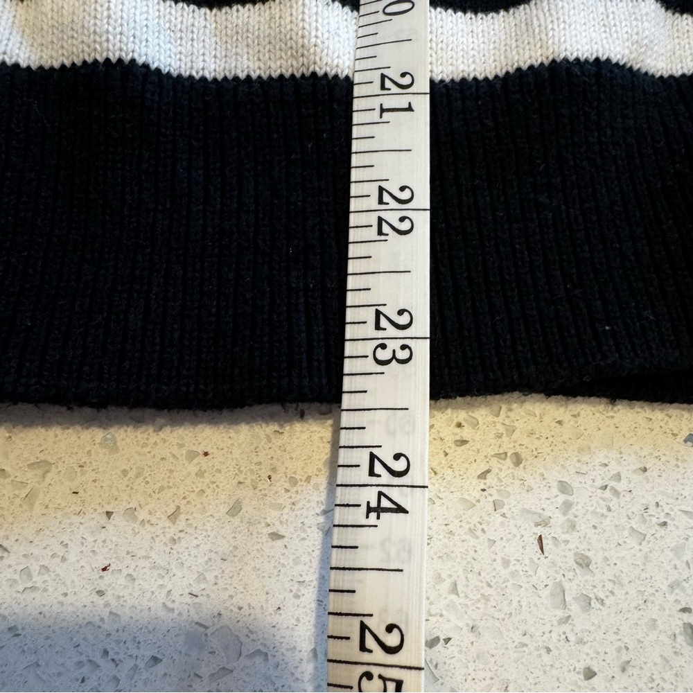 Banana Republic Black White Stripe Lace Up Cotton Sweater Size Medium Nautical - Picture 5 of 7